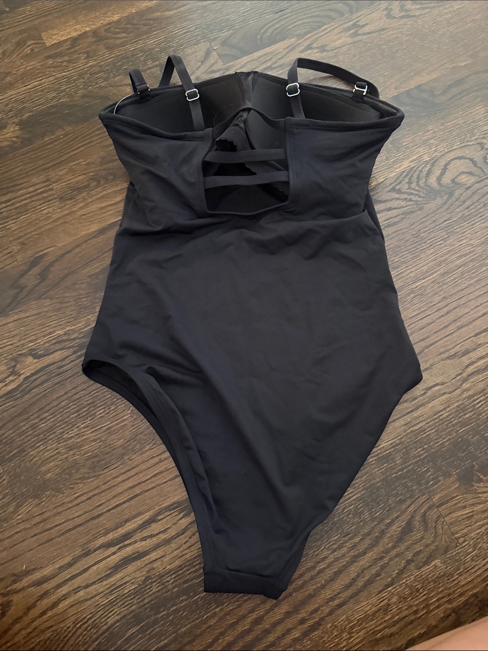 12L Lands' End Black One-Piece Swimsuit - Picture 2 of 5